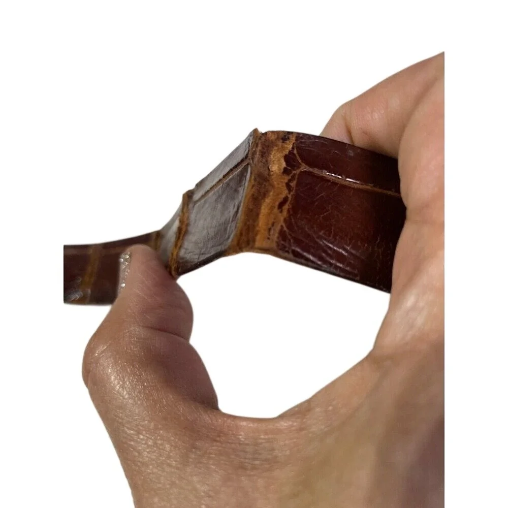 Hirdes of New Orleans Genuine Alligator Belt Brown Vintage‎ Washer Bros 32 34